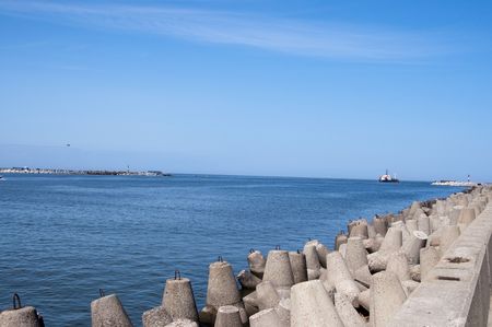 High resolution image. Wave absorber. Coast of Baltic sea.の写真素材