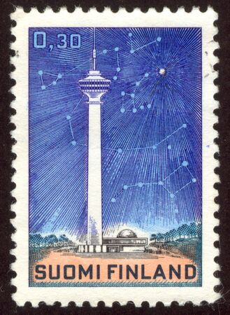 The scanned stamp. The Finnish stamp. The Finnish space observatory.の写真素材