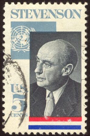 The scanned stamp. Portrait of the man. The official of the United Nations.のeditorial素材