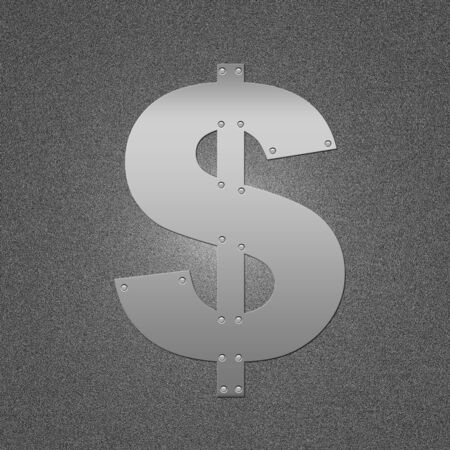 Symbol of the American money. Metal dollar. The international sign on money.の写真素材