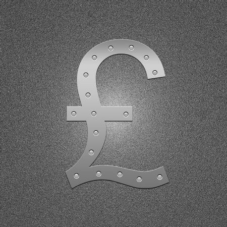 Symbol of English money. Metal pound sterling. The international sign on money.の写真素材