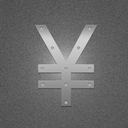 Symbol of the Japanese money. Metal yen. The international sign on money.の写真素材