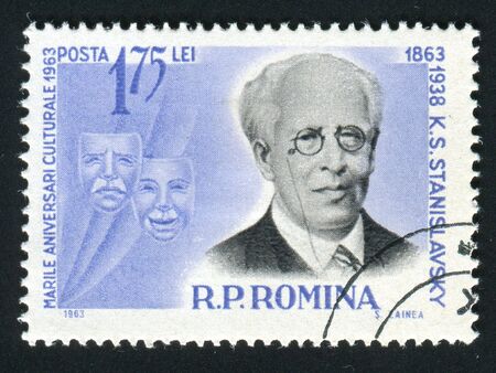ROMANIA -CIRCA 1963: Constantin Sergeyevich Stanislavski was a Russian actor and theatre director, circa 1963.のeditorial素材