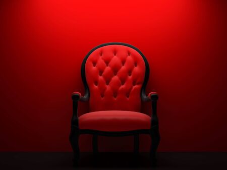 High resolution image interior. Armchair near a wall in a red room.の写真素材