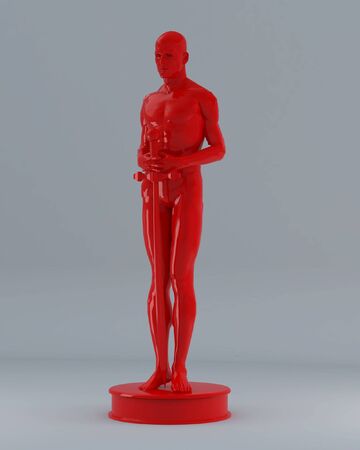 High resolution image. Red figurine of the person with a sword.