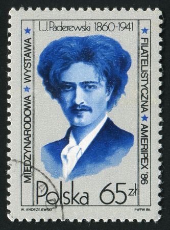 POLAND - CIRCA 1986: Ignacy Jan Paderewski was a Polish pianist, composer, diplomat, politician, and the third Prime Minister of the Republic of Poland, circa 1986.のeditorial素材