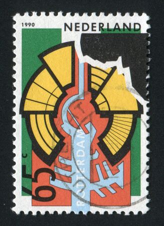 NETHERLANDS - CIRCA 1990: Stamp of the Netherlands with abstract figures, circa 1990.の写真素材