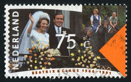 NETHERLANDS - CIRCA 1991: Queen Beatrix and Prince Claus, 25th Wedding Anniv, circa 1991.のeditorial素材
