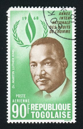 TOGO - CIRCA 1968: Martin Luther King was an American clergyman, activist and prominent leader in the African-American civil rights movement, circa 1968.のeditorial素材