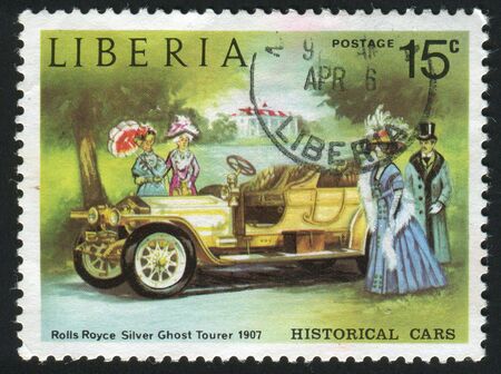 LIBERIA - CIRCA 1973: Classic automobiles, Rolls Royce, circa 1973.の写真素材