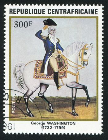 CENTRAL AFRICAN REPUBLIC - CIRCA 1983: George Washington - first President of the United States of America, circa 1983.のeditorial素材