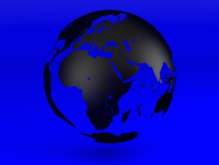 Black the transparent globe on a dark blue background. High resolution image.の写真素材