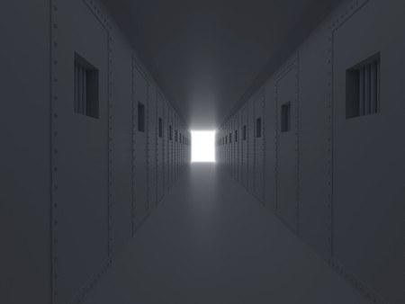 High resolution image prison. 3d illustration. Old prison. Prison cell with lattices.の写真素材
