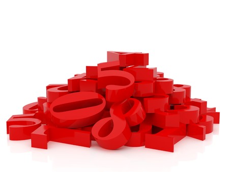 High resolution image. Number isolated over white background.