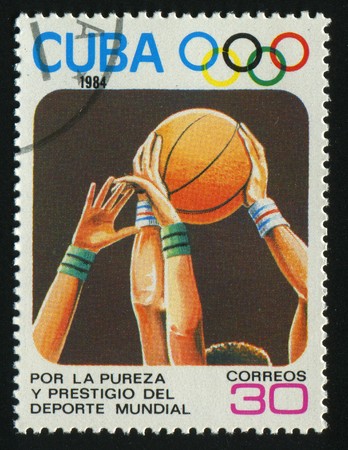CUBA - CIRCA 1984: 1984 Summer Olympics, Los Angeles. basketball, circa 1984.のeditorial素材