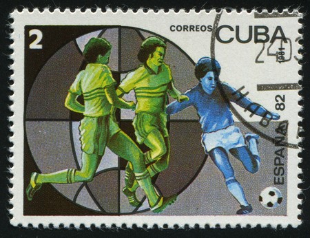 CUBA - CIRCA 1982: 1982 World Soccer Championship, Spain, circa 1982.のeditorial素材