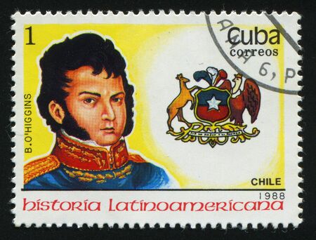 CUBA - CIRCA 1988: Latin American History. OHiggins, Chile, circa 1988.のeditorial素材