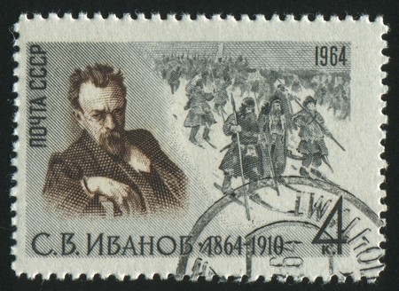 RUSSIA - CIRCA 1964: stamp printed by Russia, shows portrait Ivanov, circa 1964.のeditorial素材