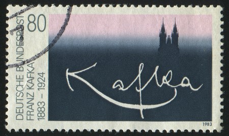 GERMANY  - CIRCA 1983: stamp printed by Germany, shows signature Franz Kafka, circa 1983.の写真素材