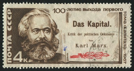 RUSSIA - CIRCA 1967: stamp printed by Russia, shows portrait Karl Marx, circa 1967.のeditorial素材