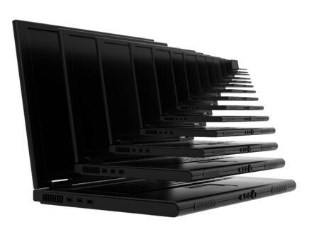 High resolution. 3d abstraction laptop isolated on white background.の写真素材