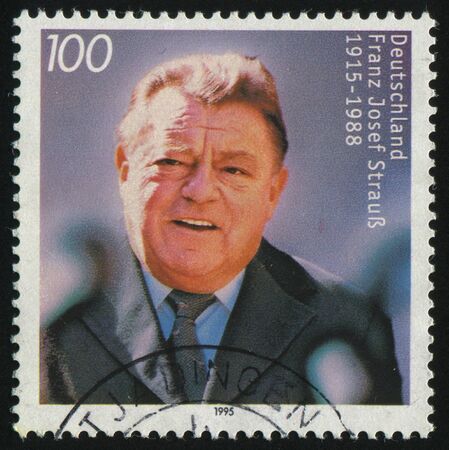 GERMANY- CIRCA 1995: stamp printed by Germany, shows Franz Josef Strauss, Politician, circa 1995.のeditorial素材
