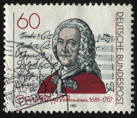 GERMANY- CIRCA 1981: stamp printed by Germany, shows  Georg Philipp Telemann, Title Page of...