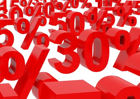 Red percent, isolated on white background. High resolution image.