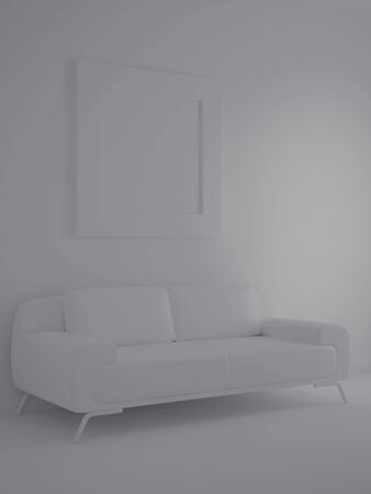 Sofa and painting in the room. High resolution image. 3d rendered illustration.の写真素材