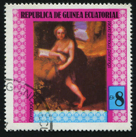 GUINEA - CIRCA 1987: Ancient picture of the bared woman, circa 1987.のeditorial素材