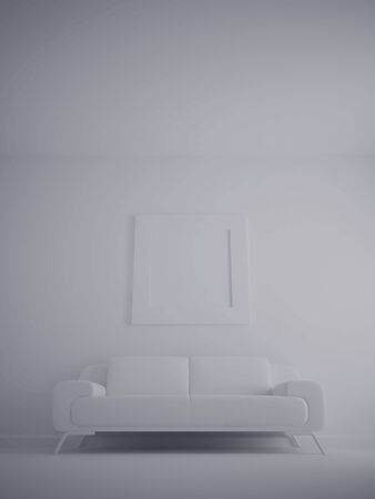 Sofa and painting in the room. High resolution image. 3d rendered illustration.の写真素材