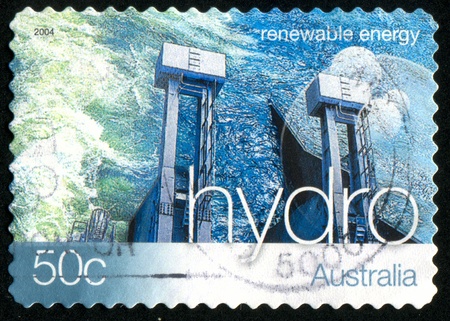 AUSTRALIA - CIRCA 2004: stamp printed by Australia, shows Renewable Energy, Hydroelectric energy, circa 2004の写真素材