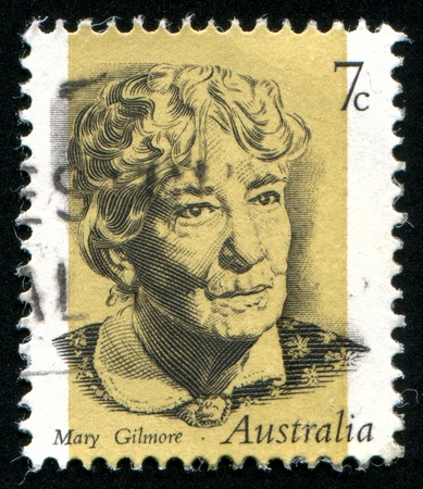 AUSTRALIA - CIRCA 1973: stamp printed by Australia, shows Dame Mary Gilmore, Writer, circa 1973のeditorial素材