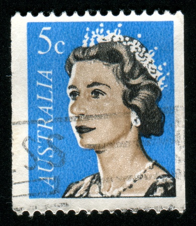 AUSTRALIA - CIRCA 1965: stamp printed by Australia, shows Queen Elizabeth II, circa 1965のeditorial素材