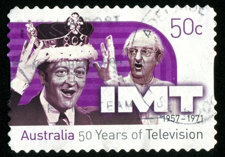 AUSTRALIA - CIRCA 2006: stamp printed by Australia, shows men and crown, circa 2006のeditorial素材
