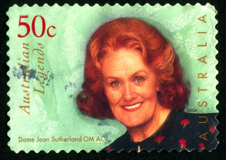 AUSTRALIA - CIRCA 2004: stamp printed by Australia, shows Dame Joan Sutherland, opera singer, circa 2004のeditorial素材