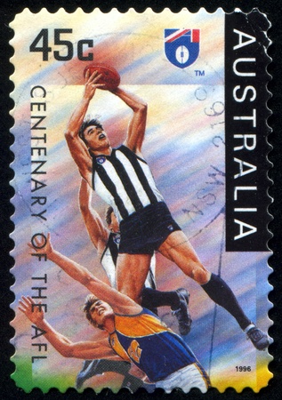 AUSTRALIA - CIRCA 1996: stamp printed by Australia, shows rugby, circa 1996のeditorial素材