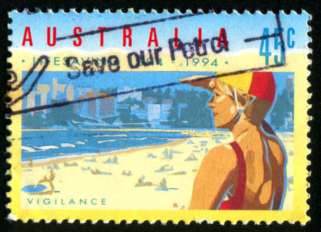 AUSTRALIA - CIRCA 1994: stamp printed by Australia, shows Australian beach, circa 1994の写真素材