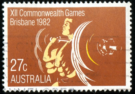 AUSTRALIA - CIRCA 1982: stamp printed by Australia, shows Weightlifting, circa 1982のeditorial素材