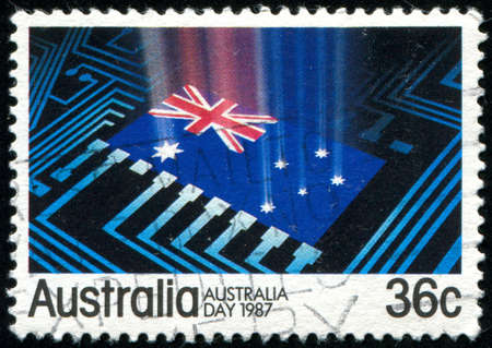 AUSTRALIA - CIRCA 1987: stamp printed by Australia, shows Australian flag, circa 1987の写真素材