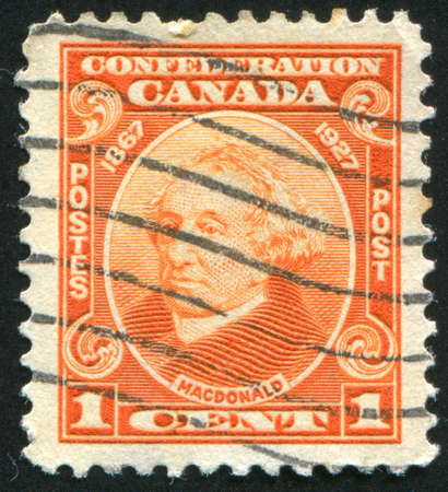 CANADA - CIRCA 1927: stamp printed by Canada, shows Sir John A. Macdonald, circa 1927のeditorial素材