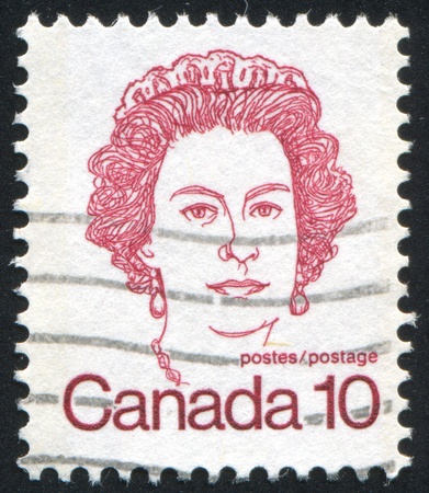 CANADA - CIRCA 1972: stamp printed by Canada, shows Elizabeth II, circa 1972のeditorial素材
