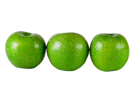 Green apple isolated on white. Fresh green apple. Sweet fruit.の写真素材