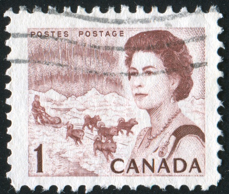 CANADA - CIRCA 1972: stamp printed by Canada, shows Queen Elizabeth II, circa 1972のeditorial素材