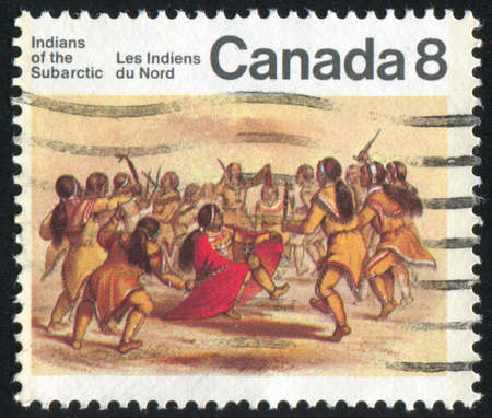 CANADA - CIRCA 1975: stamp printed by Canada, shows Subarctic Indians, circa 1975の写真素材