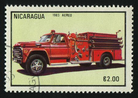 NICARAGUA - CIRCA 1983: stamp printed by Nicaragua, shows firetruck, circa 1983.