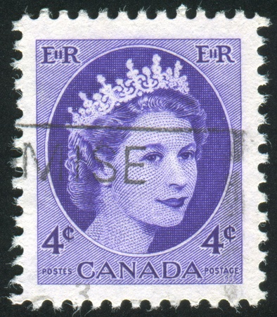 CANADA - CIRCA 1954: stamp printed by Canada, shows Queen Elizabeth II, circa 1954のeditorial素材