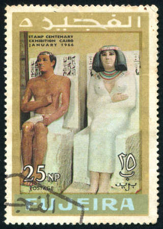 FUJEIRA - CIRCA 1966: stamp printed by Fujeira, shows pharaoh, circa 1966の写真素材
