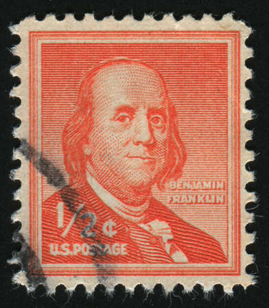 UNITED STATES - CIRCA 1954: stamp printed by United states, shows President Franklin, circa 1954のeditorial素材