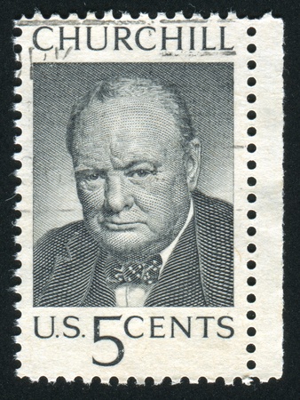 UNITED STATES - CIRCA 1965: stamp printed by United states, shows Winston Churchill, circa 1965のeditorial素材